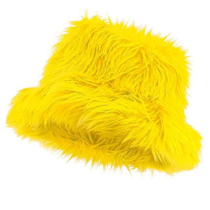 Gele Bucket Hat Pluche van Widmann koop je bij Partywinkel