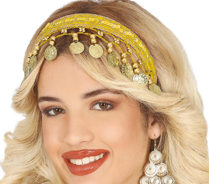 Gele Hoofdband Gouden Munten - Partywinkel - 8434077137741