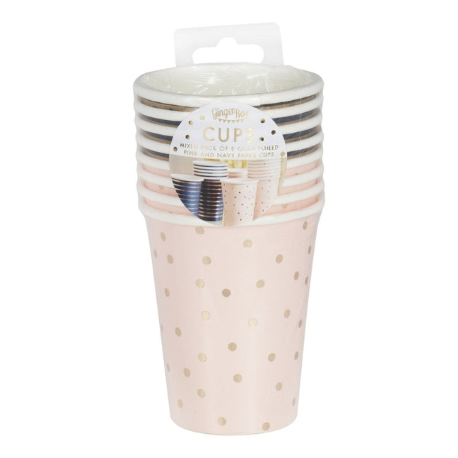 Gender Reveal Bekers 13,5cm 8st van Ginger Ray koop je bij Partywinkel