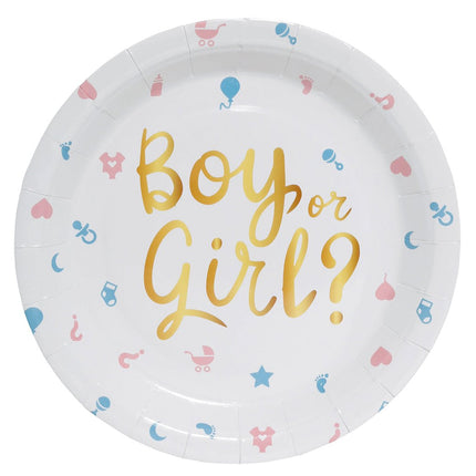 Gender Reveal Borden Boy Or Girl 23cm 6st van Fiestas Guirca koop je bij Partywinkel
