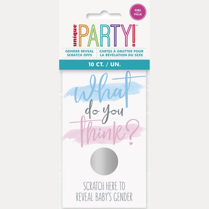Gender Reveal Kraskaarten Meisje 10st van Unique koop je bij Partywinkel