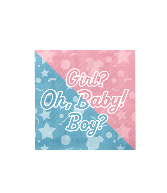 Gender Reveal Servetten Oh Baby! 33cm 16st van Paper Dreams koop je bij Partywinkel