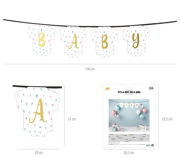 Gender Reveal Slinger Baby 1,3m van Fiestas Guirca koop je bij Partywinkel