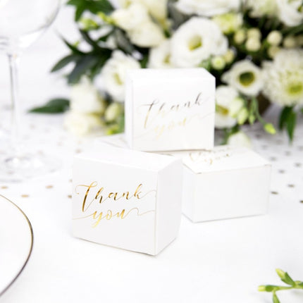 Geschenkdoosjes Thank You Goud 6cm 10st van Partydeco koop je bij Partywinkel