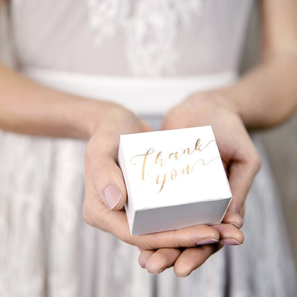 Geschenkdoosjes Thank You Goud 6cm 10st van Partydeco koop je bij Partywinkel