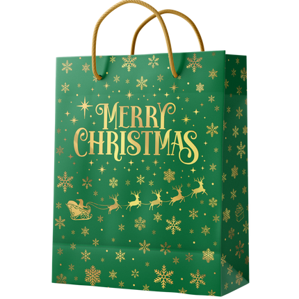 Bolsa regalo L - Feliz Navidad verde