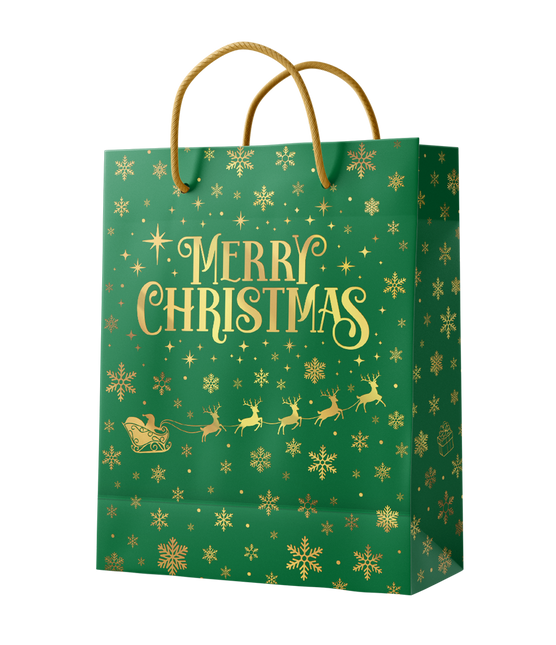 Bolsa regalo L - Feliz Navidad verde