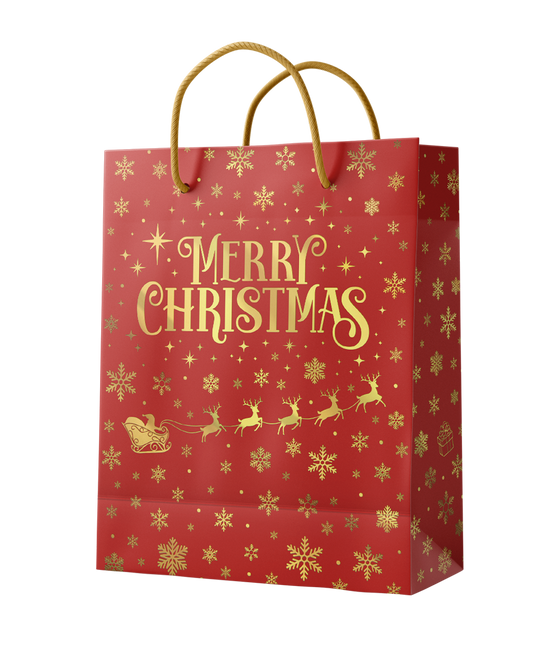 Bolsa regalo L - Feliz Navidad Rojo