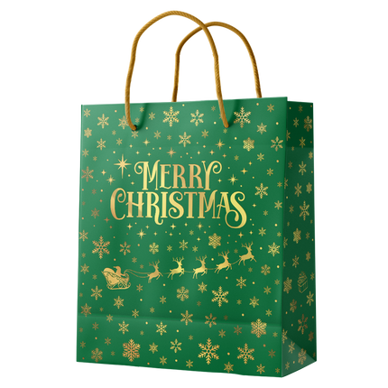 Bolsa regalo M - Feliz Navidad verde