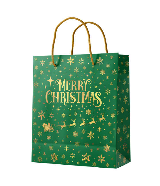 Bolsa regalo M - Feliz Navidad verde