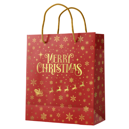 Bolsa de regalo M - Feliz Navidad Rojo