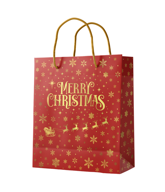 Bolsa de regalo M - Feliz Navidad Rojo