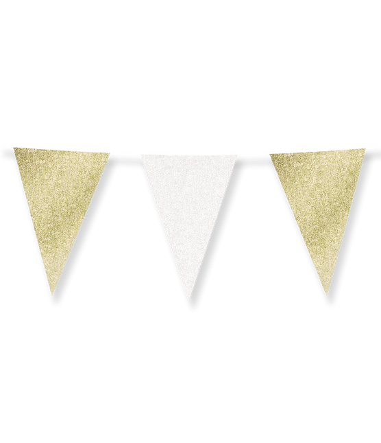 Banderas de purpurina 20 x 30 cm - Oro y blanco