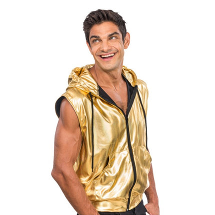 Chaqueta sin mangas dorada con capucha para hombre
