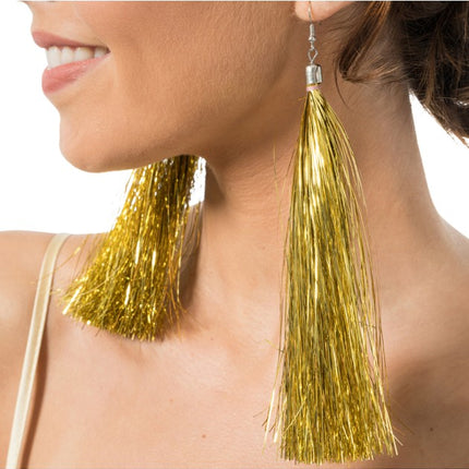 Pendientes de lamé dorado de 17 cm