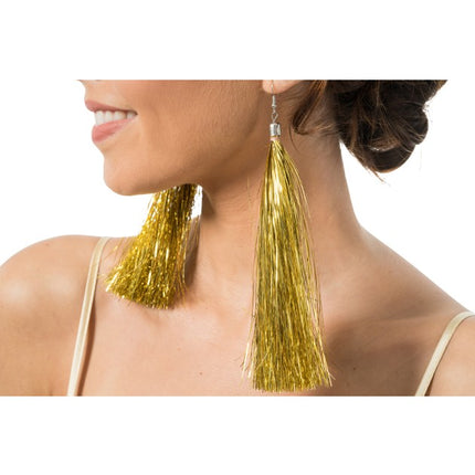 Pendientes de lamé dorado de 17 cm