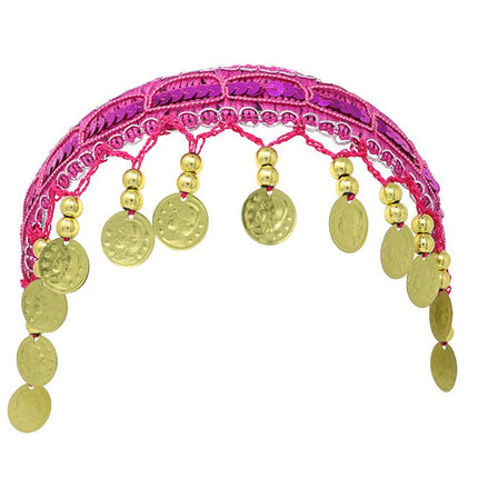 Goud Roze Hoofdband Munten - Partywinkel - 8434077137710