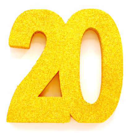 Goud Tafeldecoratie Cijfer 20 Glitter 20,5cm van WeFiesta koop je bij Partywinkel