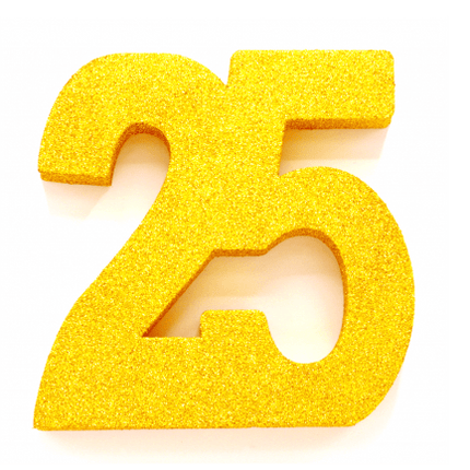 Goud Tafeldecoratie Cijfer 25 Glitter 20,5cm van WeFiesta koop je bij Partywinkel