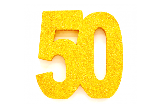 Goud Tafeldecoratie Cijfer 50 Glitter 20,5cm van WeFiesta koop je bij Partywinkel