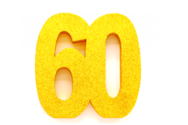 Goud Tafeldecoratie Cijfer 60 Glitter 20,5cm van WeFiesta koop je bij Partywinkel