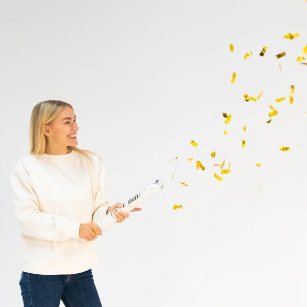 Gouden Confetti Kanon Folie 40cm van Riethmueller koop je bij Partywinkel
