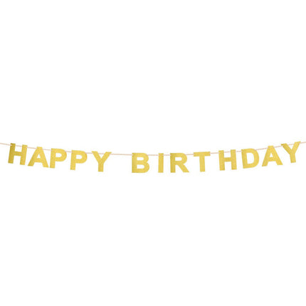 Gouden Happy Birthday Letterslinger 2,25m van Boland koop je bij Partywinkel