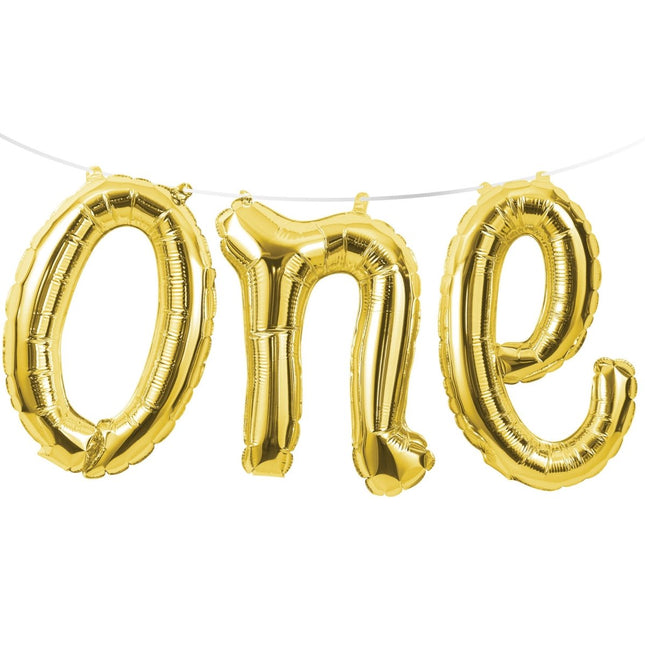 Gouden Helium Ballon One Leeg 1,5m van Creative Converting koop je bij Partywinkel