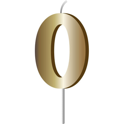 Gouden Kaars 0 Jaar 7cm van Folat koop je bij Partywinkel