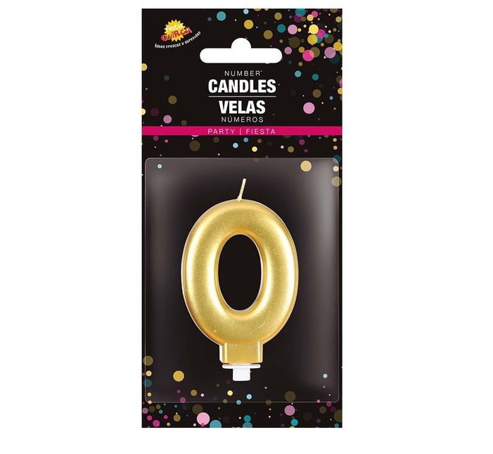 Gouden Kaars 0 Jaar Metallic 8cm van Fiestas Guirca koop je bij Partywinkel