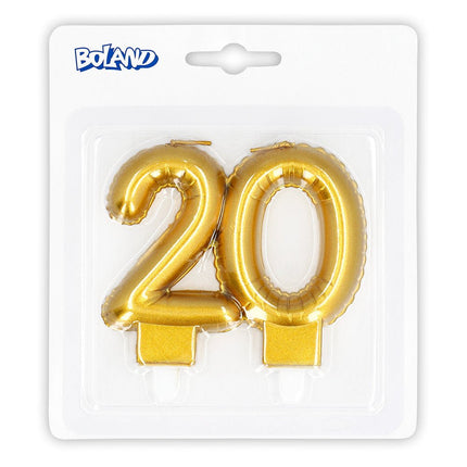 Gouden Kaars 20 Jaar 8cm van Boland koop je bij Partywinkel