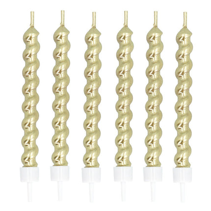 Gouden Kaarsen Op Houder 6st van Boland koop je bij Partywinkel