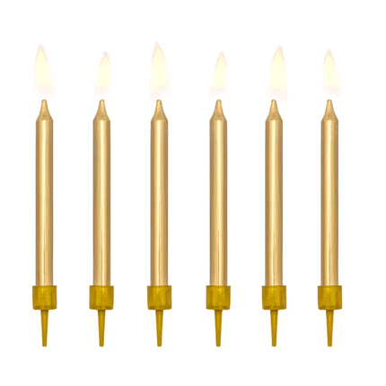 Gouden Kaarsjes 6cm 6st van Partydeco koop je bij Partywinkel