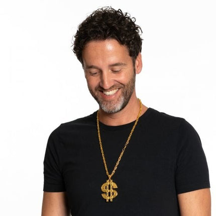 Gouden Ketting Dollar van Partychimp koop je bij Partywinkel