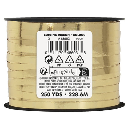 Gouden Lint Licht Metallic 228,6m van Unique koop je bij Partywinkel