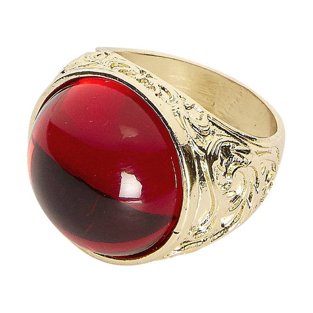 Gouden Ring Met Rode Steen van Widmann koop je bij Partywinkel