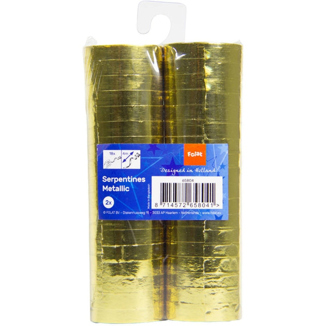 Gouden Serpentines Metallic 4m 18 ringen 2st van Folat koop je bij Partywinkel