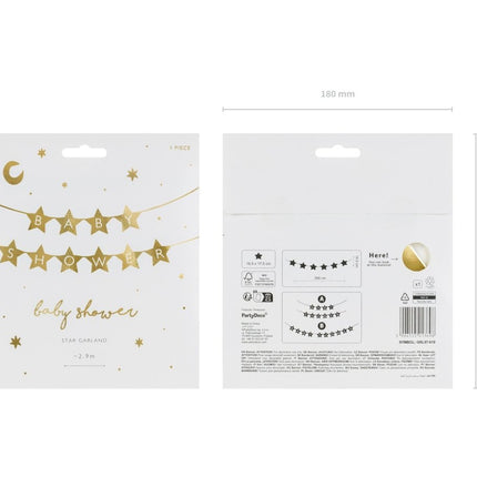 Gouden Slinger Babyshower Sterren 2,9m van Partydeco koop je bij Partywinkel