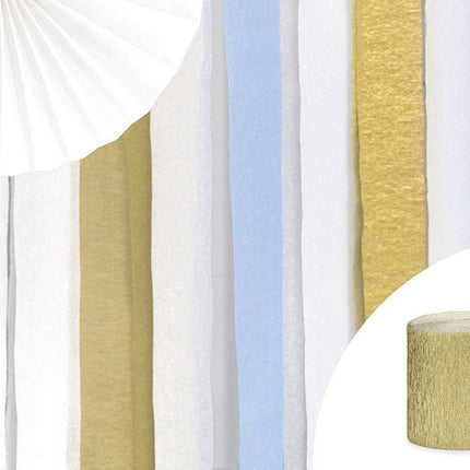 Gouden Slingers Crepe Rol 5cm 10m 4st van Partydeco koop je bij Partywinkel