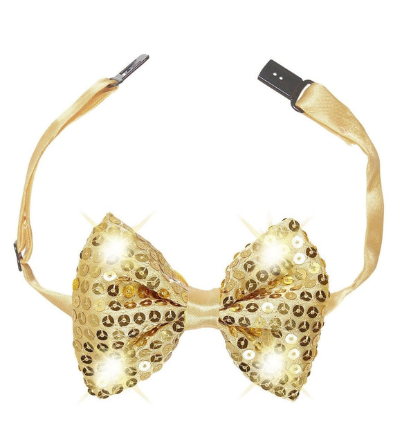Gouden Strik Pailletten Met Licht van Widmann koop je bij Partywinkel