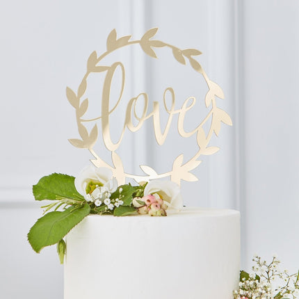 Gouden Taarttopper Love 20cm van Ginger Ray koop je bij Partywinkel