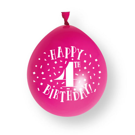 10 piezas Globos de látex Feliz 4º Cumpleaños 23cm