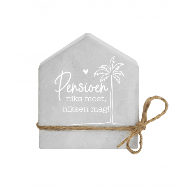 Grijze Cement Huisje Pensioen 8cm van Paper Dreams koop je bij Partywinkel