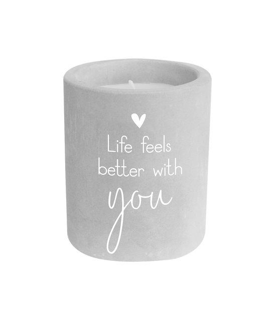 Grijze Cement Kaars Better With You 8cm van Paper Dreams koop je bij Partywinkel