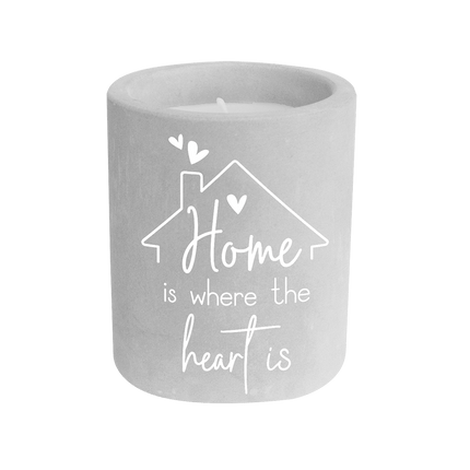 Grijze Cement Kaars Home Is Where The Heart Is 8cm van Paper Dreams koop je bij Partywinkel