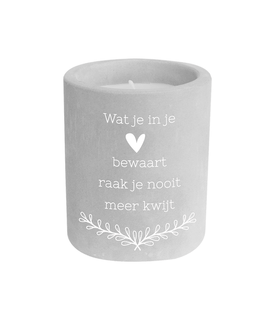Grijze Cement Kaars In Je Hart 8cm van Paper Dreams koop je bij Partywinkel