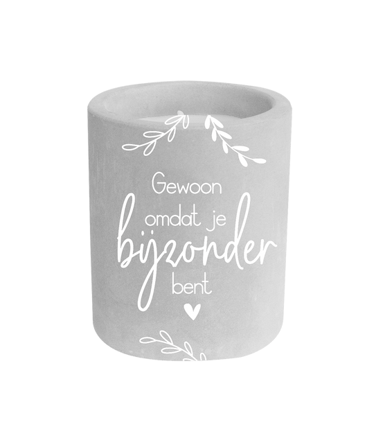 Grijze Cement Kaars Je Bijzonder Bent 8cm van Paper Dreams koop je bij Partywinkel