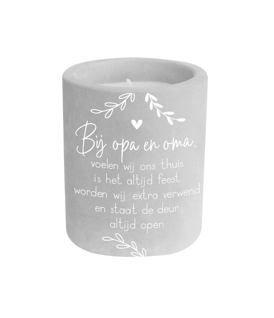 Grijze Cement Kaars Opa En Oma 8cm van Paper Dreams koop je bij Partywinkel
