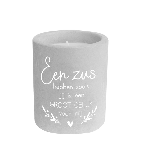 Grijze Cement Kaars Zus 8cm van Paper Dreams koop je bij Partywinkel