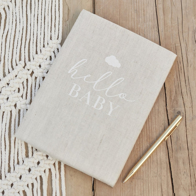 Grijze Gastenboek Hello Baby 16cm van Ginger Ray koop je bij Partywinkel